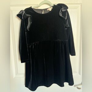 Crewcuts Black Velvet Kids Dress with Ruffle Sleeves